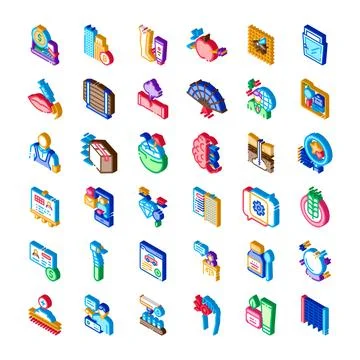 Isometric icons collection representing various business concepts 스톡 일러스트