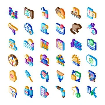 Isometric icons collection representing various concepts Stock Illustration