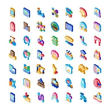 Isometric icons collection representing various concepts Illustrazione stock