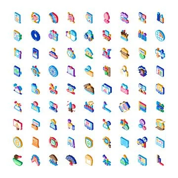 Isometric icons collection representing various digital applications and se.. イラスト素材
