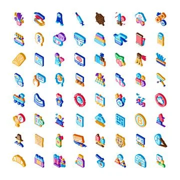 Isometric icons collection representing various concepts Stock Illustration