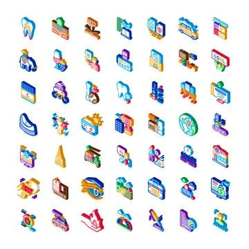 Isometric icons collection representing various business concepts Illustrazione stock