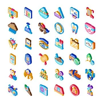 Isometric icons collection representing various concepts and themes Illustrazione stock