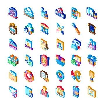 Isometric icons collection representing various industries and services イラスト素材