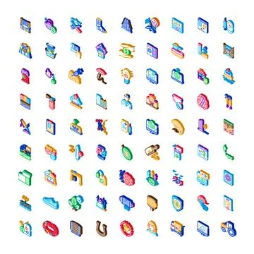 Isometric icons collection representing various concepts and themes Illustrazione stock