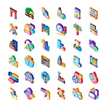 Isometric icons collection representing various abstract concepts Stock Illustration