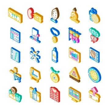 Isometric icons collection representing various essential services and concep イラスト素材