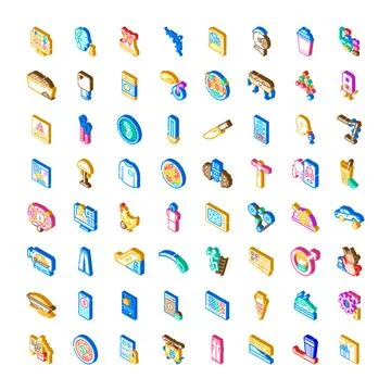 Isometric icons collection representing various applications and concepts Ilustração Stock