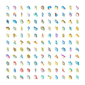Isometric icons collection representing various lifestyle objects 스톡 일러스트