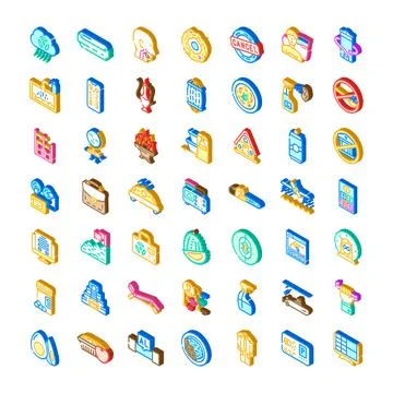 Isometric icons collection representing various concepts and themes イラスト素材