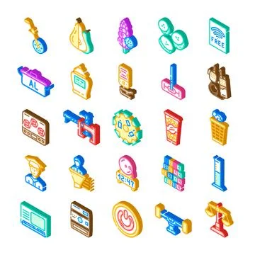 Isometric icons collection representing various concepts Stockillustratie