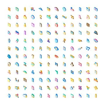 Isometric icons collection representing various concepts and objects イラスト素材
