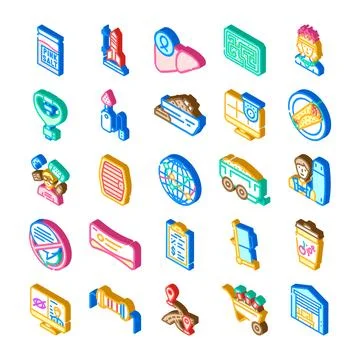 Isometric icons collection representing various business and service themes Illustrazione stock