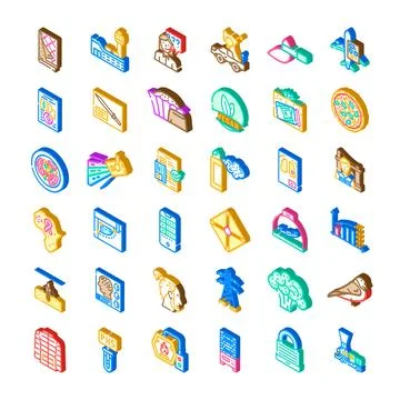 Isometric icons collection representing various modern life concepts Stockillustratie