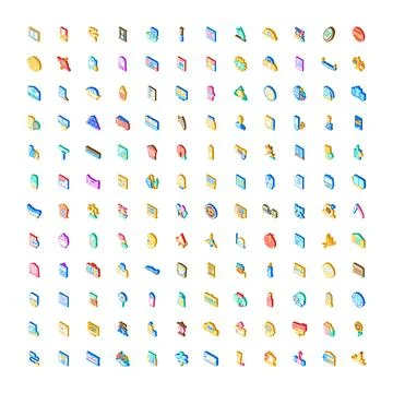 Isometric icons collection representing various digital objects 스톡 일러스트