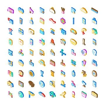 Isometric icons collection representing various concepts 스톡 일러스트