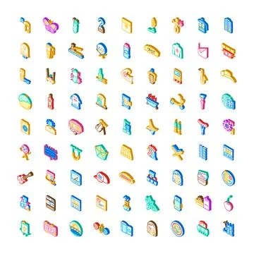 Isometric icons collection representing various abstract concepts Illustrazione stock