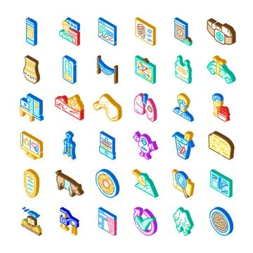 Isometric icons collection representing various web design concepts Stock Illustration