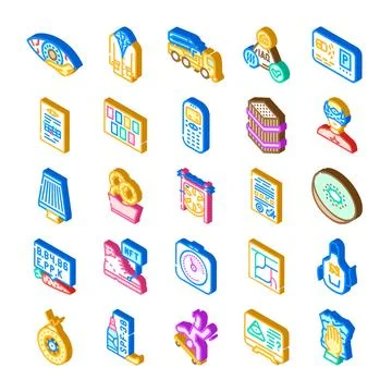 Isometric icons collection representing various modern life concepts イラスト素材