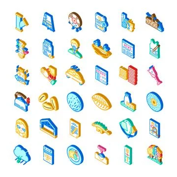 Isometric icons collection representing various industries and concepts 스톡 일러스트