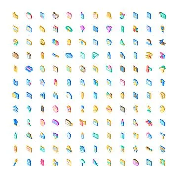 Isometric icons collection representing various concepts and objects 스톡 일러스트