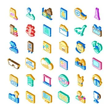 Isometric icons collection representing various recreation and entertainmen.. 스톡 일러스트