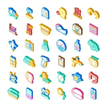 Isometric icons collection representing various concepts Stock Illustration
