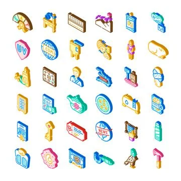 Isometric icons collection representing various concepts and objects Illustrazione stock
