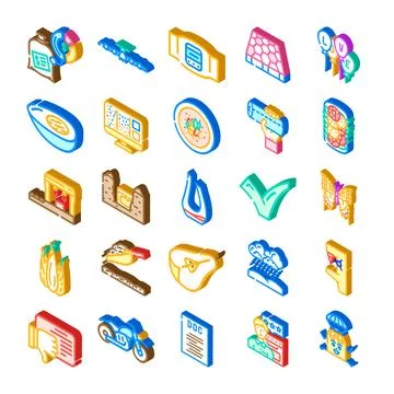 Isometric icons collection representing various concepts Stock Illustration