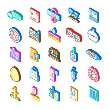 Isometric icons collection representing various essential knowledge fields Illustrazione stock