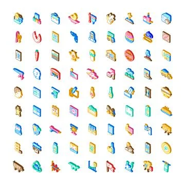Isometric icons collection representing various business objects イラスト素材