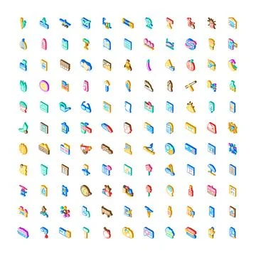 Isometric icons collection representing various abstract concepts Illustrazione stock
