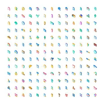 Isometric icons collection representing various web graphics symbols Illustrazione stock