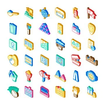 Isometric icons collection representing various business concepts Stock Illustration