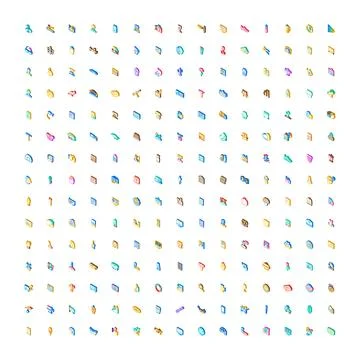 Isometric icons collection representing various lifestyle activities and ob.. Stock Illustration