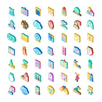 Isometric icons collection representing various business concepts and service Stockillustratie
