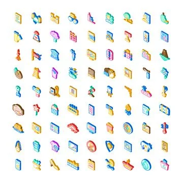 Isometric icons collection representing various business and casual concepts イラスト素材