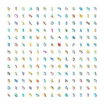 Isometric icons collection representing various abstract concepts Stock Illustration