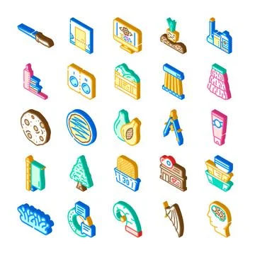 Isometric icons collection representing various concepts Ilustración de archivo