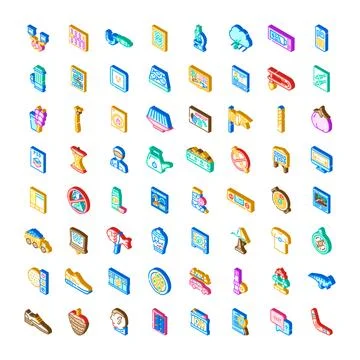 Isometric icons collection representing various object symbols イラスト素材