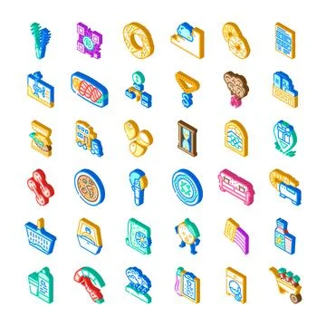 Isometric icons collection representing various business concepts 스톡 일러스트