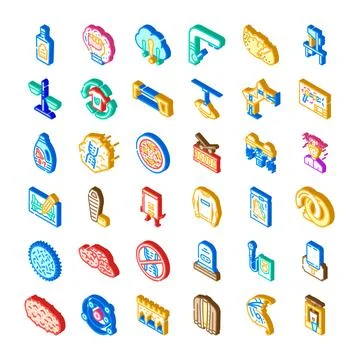 Isometric icons collection representing various concepts Stock Illustration