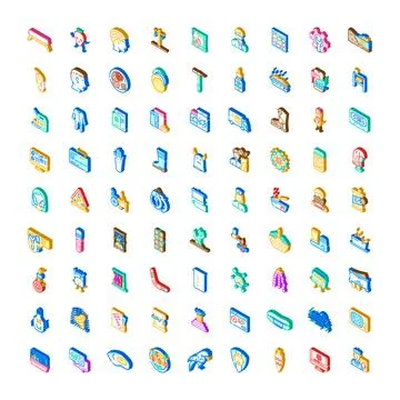 Isometric icons collection representing various business and service concepts Illustrazione stock