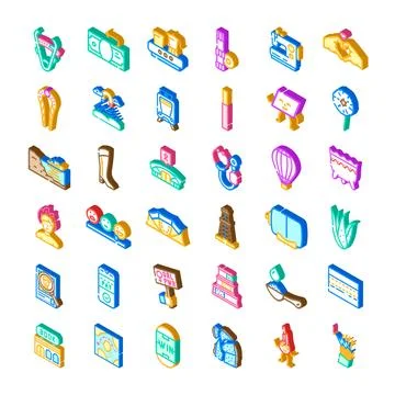 Isometric icons collection representing various lifestyle concepts Stock Illustration