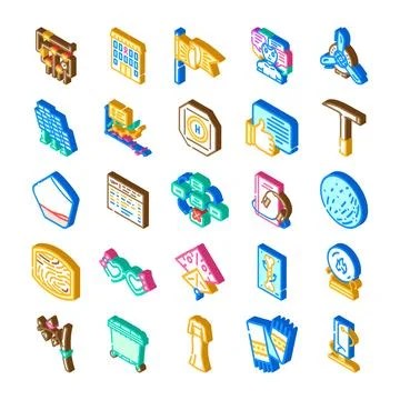 Isometric icons collection representing various business concepts Stock Illustration