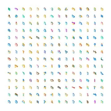 Isometric icons collection representing various web services and tools 스톡 일러스트