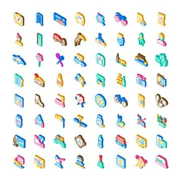 Isometric icons collection representing various services and objects イラスト素材