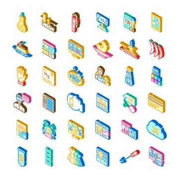 Isometric icons collection representing various services and industries Illustrazione stock