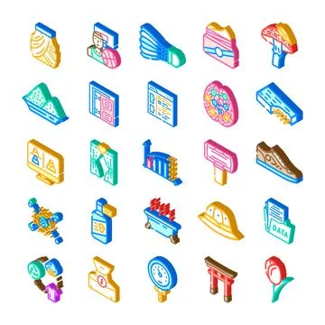 Isometric icons collection representing various business and lifestyle concep Stock Illustration