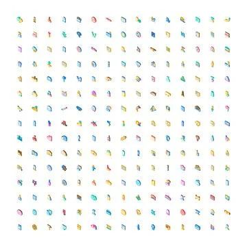 Isometric icons collection representing various lifestyle objects Stock Illustration
